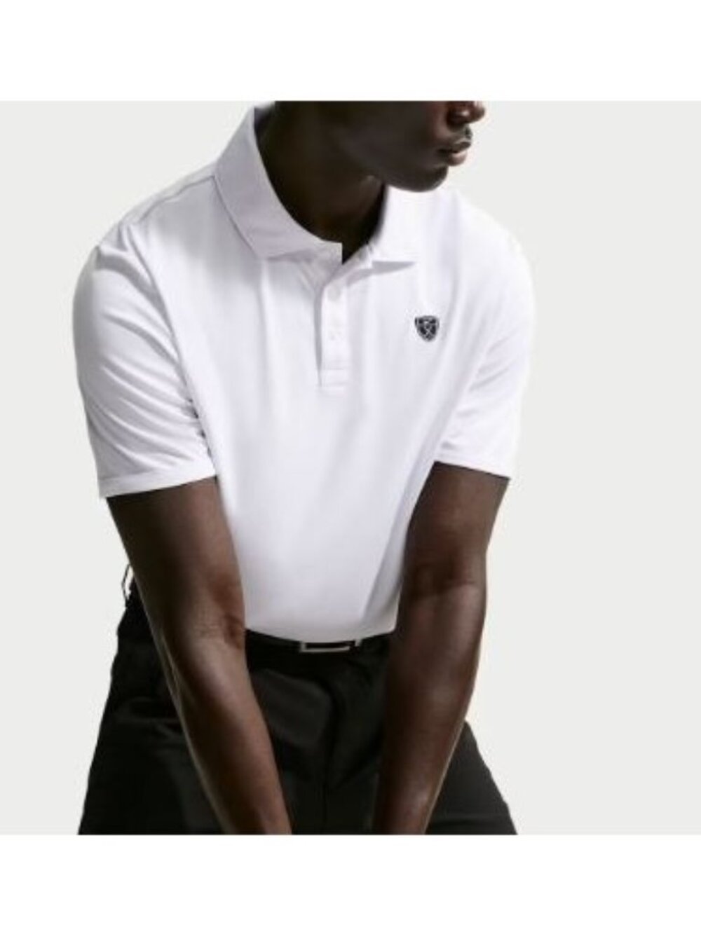 Nike Par Men's Dri-FIT Chest Logo Golf Polo Size Medium IB0233-100 White/Black